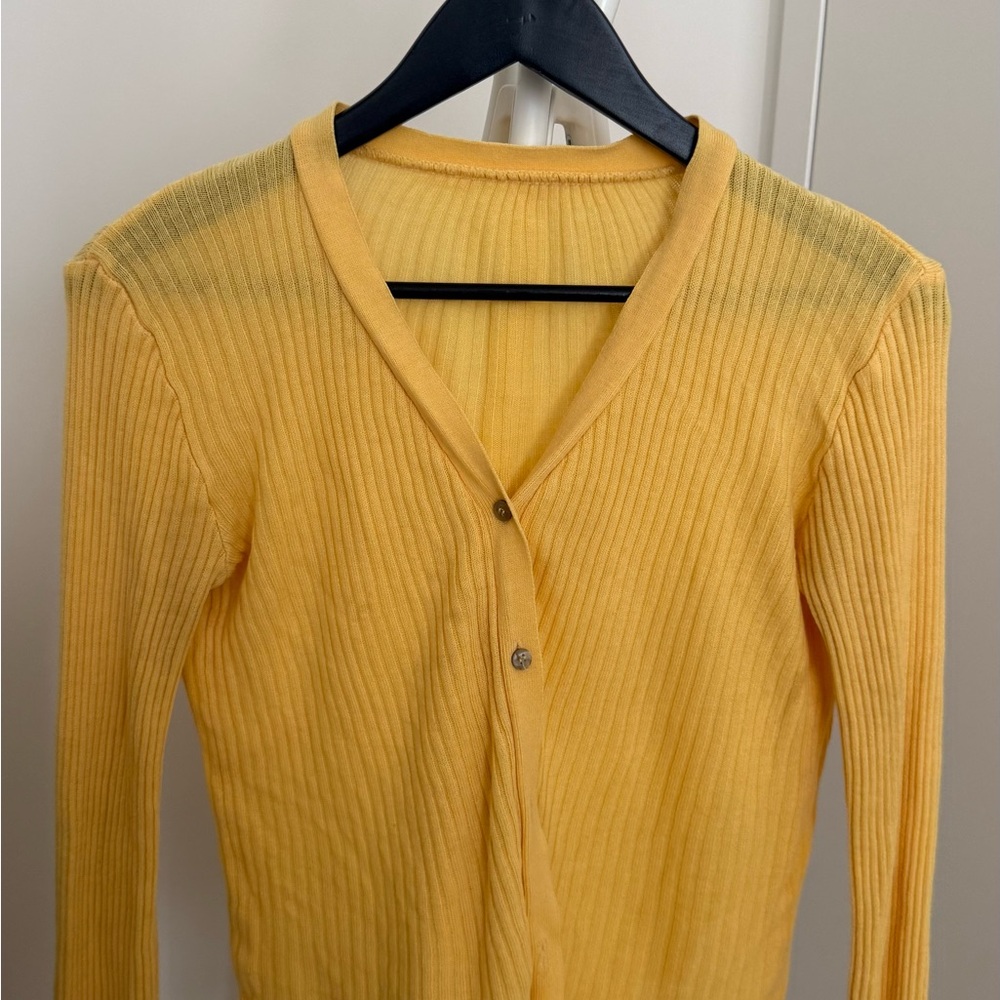 Yellow Ribbed Cardigan